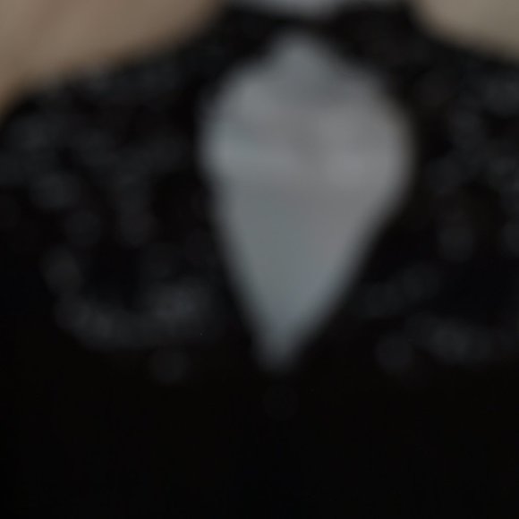 Mid-length Black Lace DRESS BY ELLEN TRACY SIZE6 USED With High Neck Long Sleeve - Picture 11 of 11